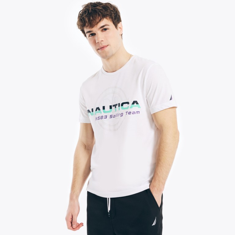 Nautica Wedstrijd Sustainably Crafted Sailing Team Grafische T-shirts Heren Wit | vwFE5M3x