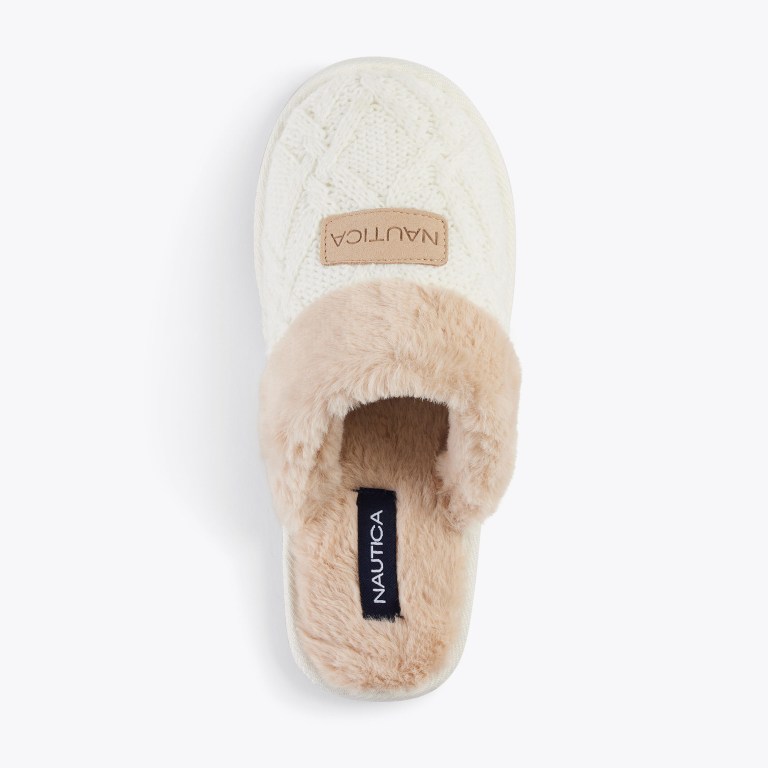 Nautica Wool Knit Slippers Dames Beige | sdTOAhjN