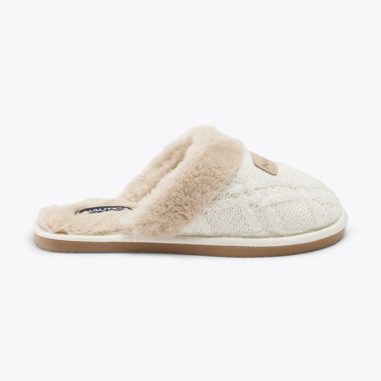 Nautica Wool Knit Slippers Dames Beige | sdTOAhjN