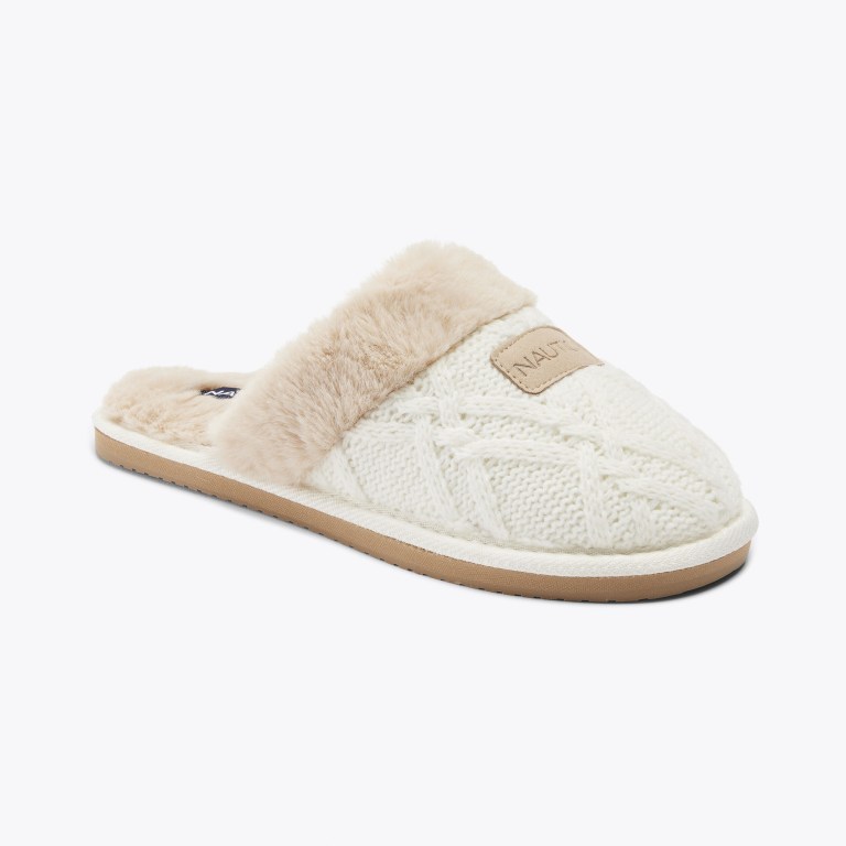 Nautica Wool Knit Slippers Dames Beige | sdTOAhjN