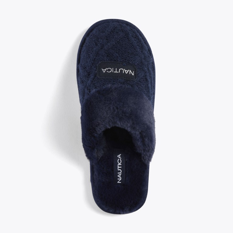 Nautica Wool Knit Slippers Dames Donkerblauw | xFdUcUw6