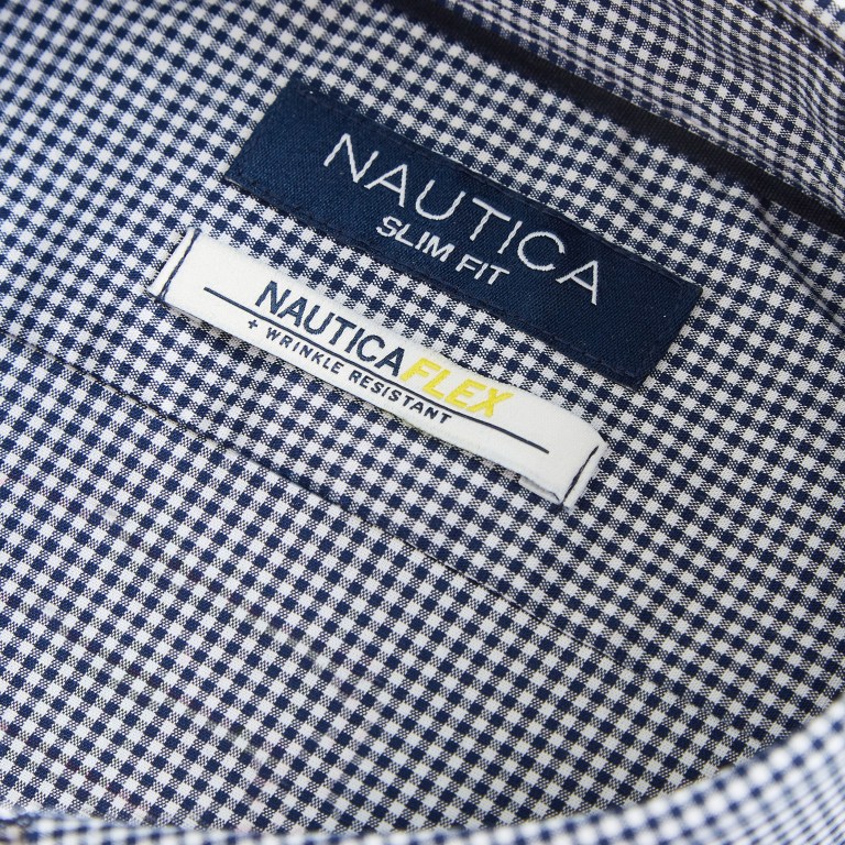 Nautica Wrinkle-resistant Plaid Wear To Werk Overhemd Heren Donkerblauw | Uo1fg1iE