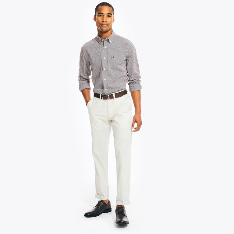 Nautica Wrinkle-resistant Plaid Wear To Werk Overhemd Heren Rood | nbvHgBD8