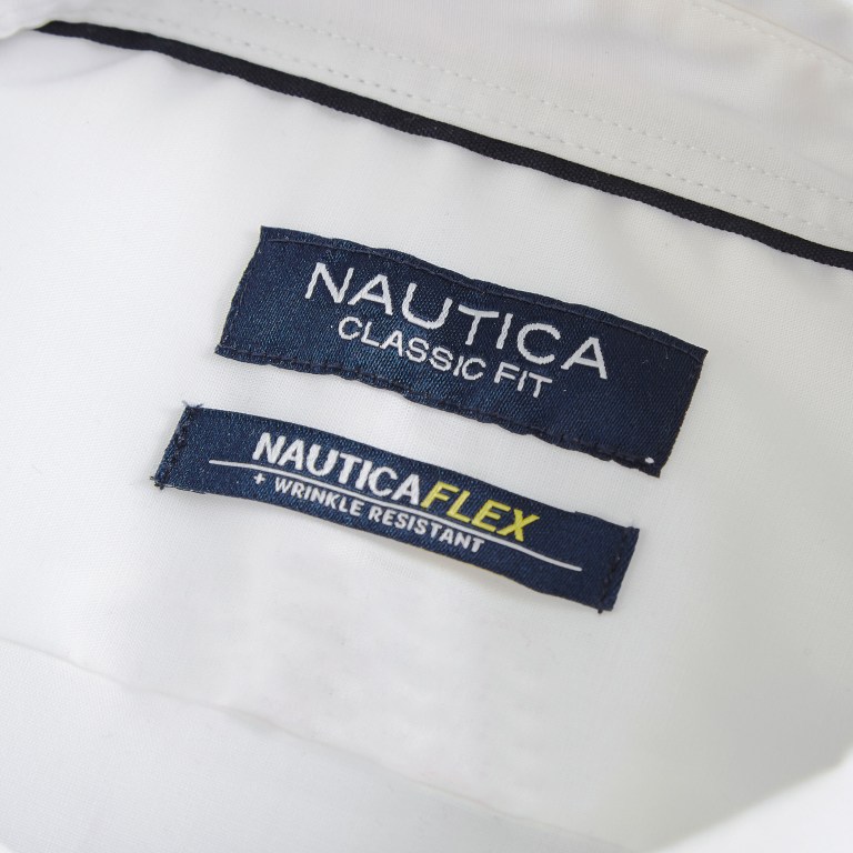 Nautica Wrinkle-resistant Wear To Werk Overhemd Heren Wit | QzMKRk8D