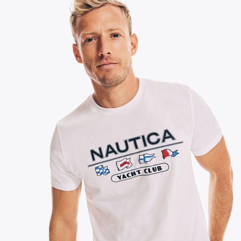 Nautica Yacht Club Grafische T-shirts Heren Wit | AA1JHdkT