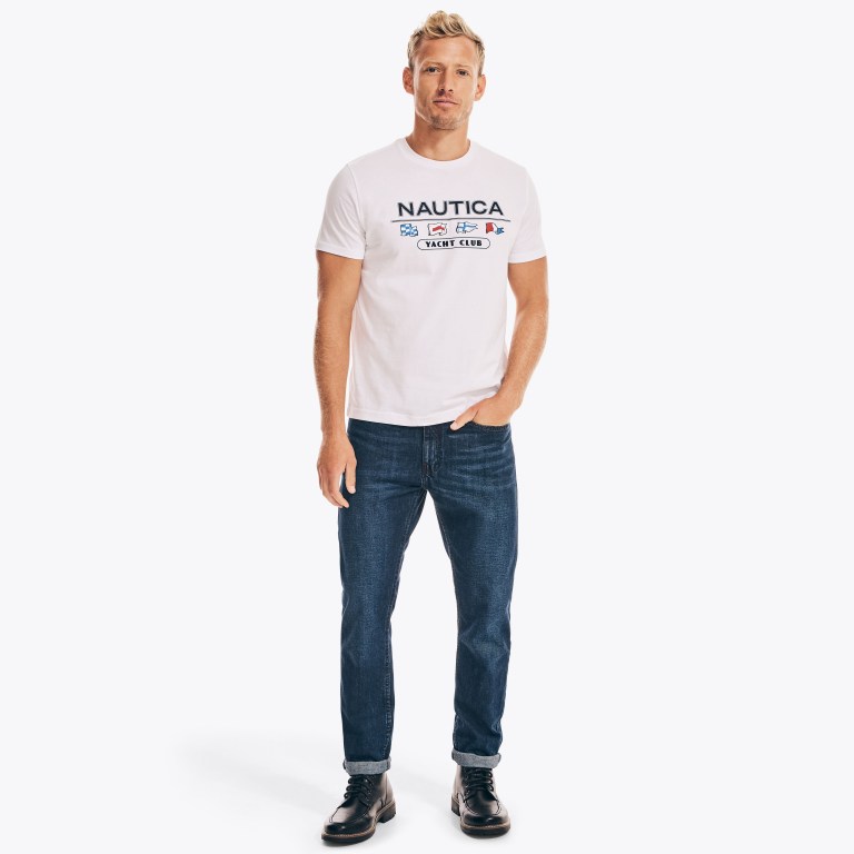 Nautica Yacht Club Grafische T-shirts Heren Wit | AA1JHdkT