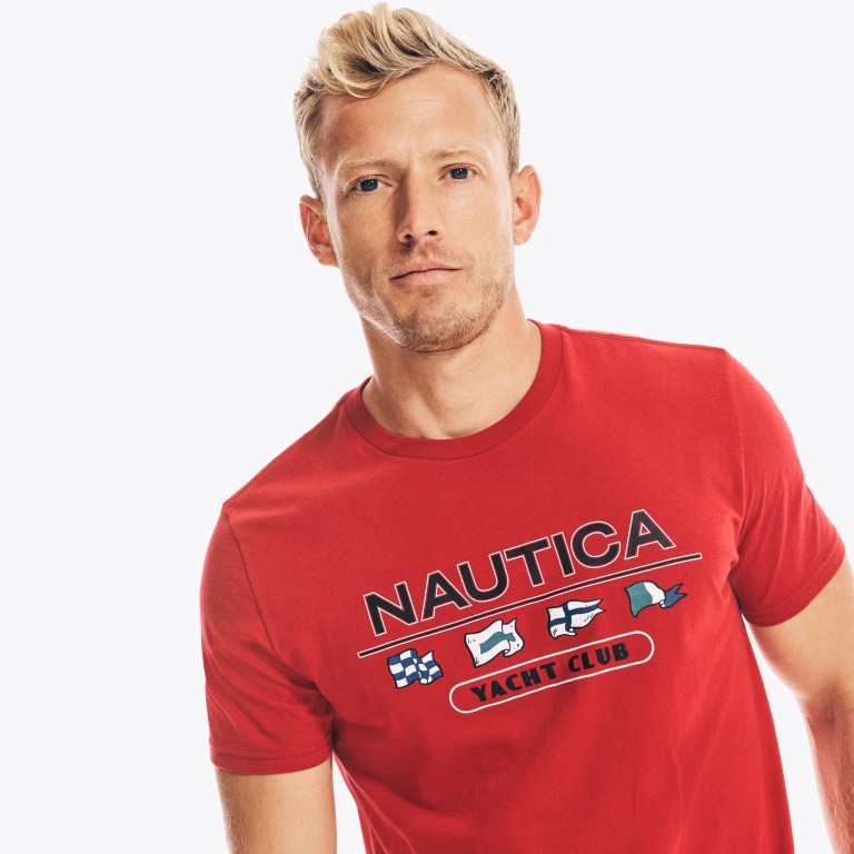 Nautica Yacht Club Grafische T-shirts Heren Rood | GLBFIVsR