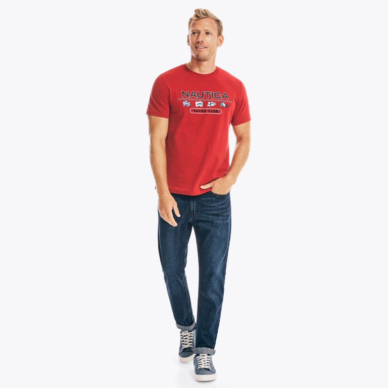 Nautica Yacht Club Grafische T-shirts Heren Rood | GLBFIVsR