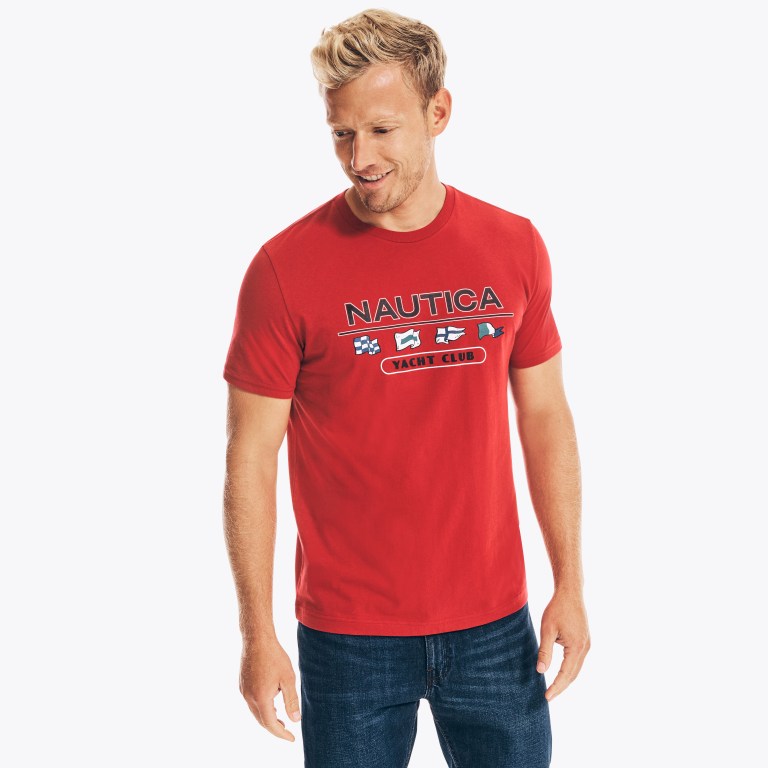 Nautica Yacht Club Grafische T-shirts Heren Rood | GLBFIVsR