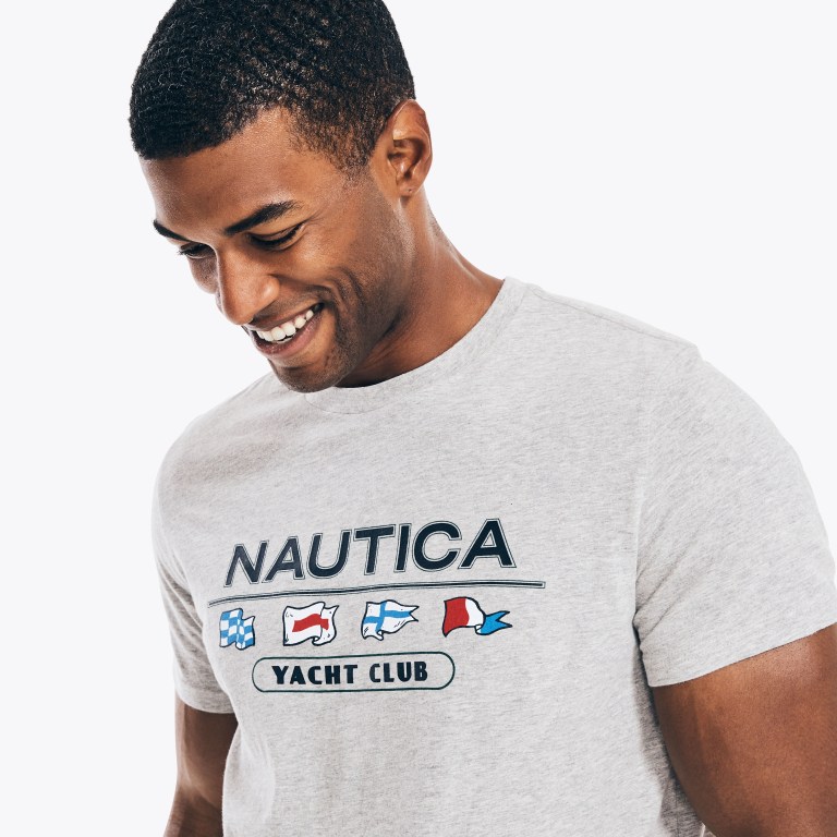 Nautica Yacht Club Grafische T-shirts Heren Grijs | nsbPdTuF