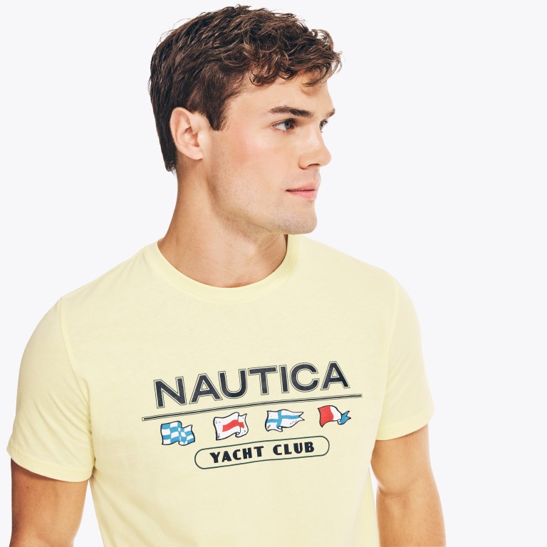 Nautica Yacht Club Grafische T-shirts Heren Geel | yWff1KPB