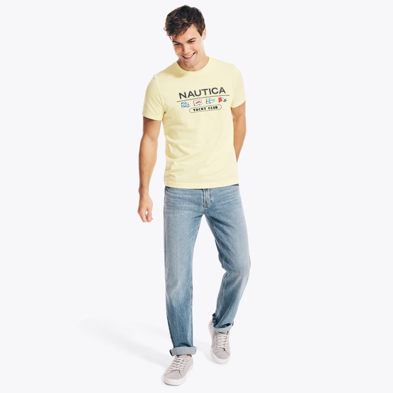 Nautica Yacht Club Grafische T-shirts Heren Geel | yWff1KPB