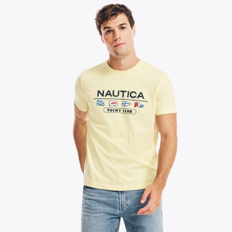 Nautica Yacht Club Grafische T-shirts Heren Geel | yWff1KPB