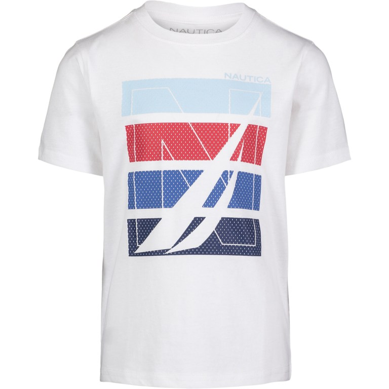 Nautica Block Logo (8-20) T-shirts Jongens Wit Lichtturkoois | gc6aXBkr