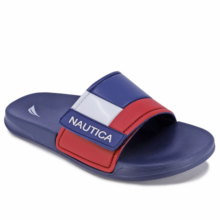 Nautica Colorblock Logo Badslippers Heren Donkerblauw | fpxMns9i