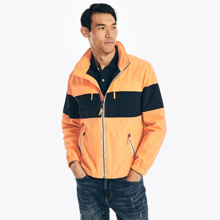 Nautica Colorblock Met Capuchon Jassen Heren Oranje | RMqP5d3a