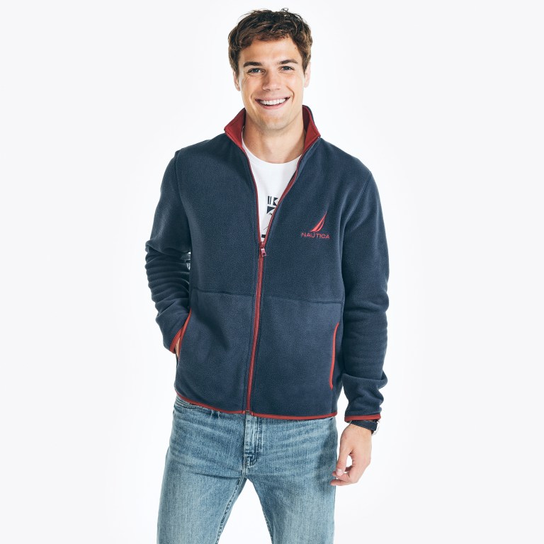 Nautica Full-zip Nautex Fleece Sweatshirts Heren Donkerblauw | YwEFlyzo