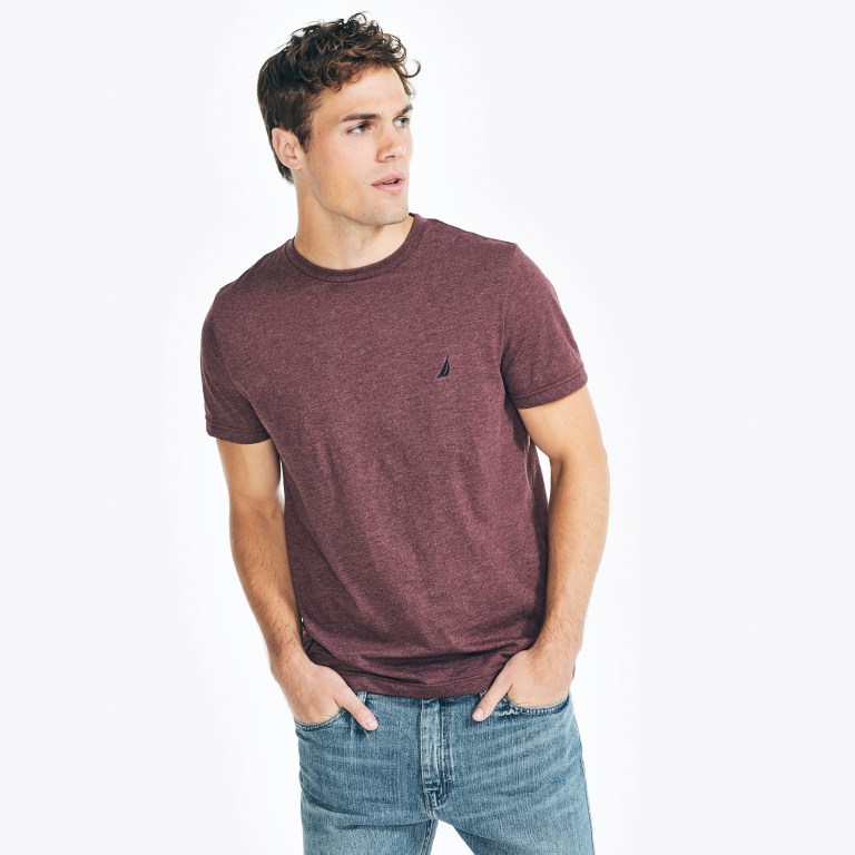 Nautica Heathered Crewneck T-shirts Heren Rood | YdFdz8Yv