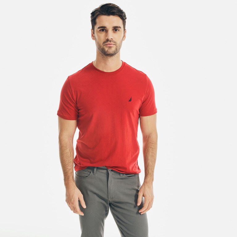 Nautica J-class Crewneck T-shirts Heren Rood | lm5xEEca