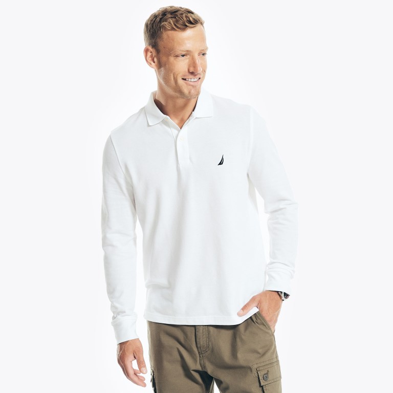 Nautica Klassieke Fit Long-sleeve Deck Poloshirt Heren Wit | hEIixOls