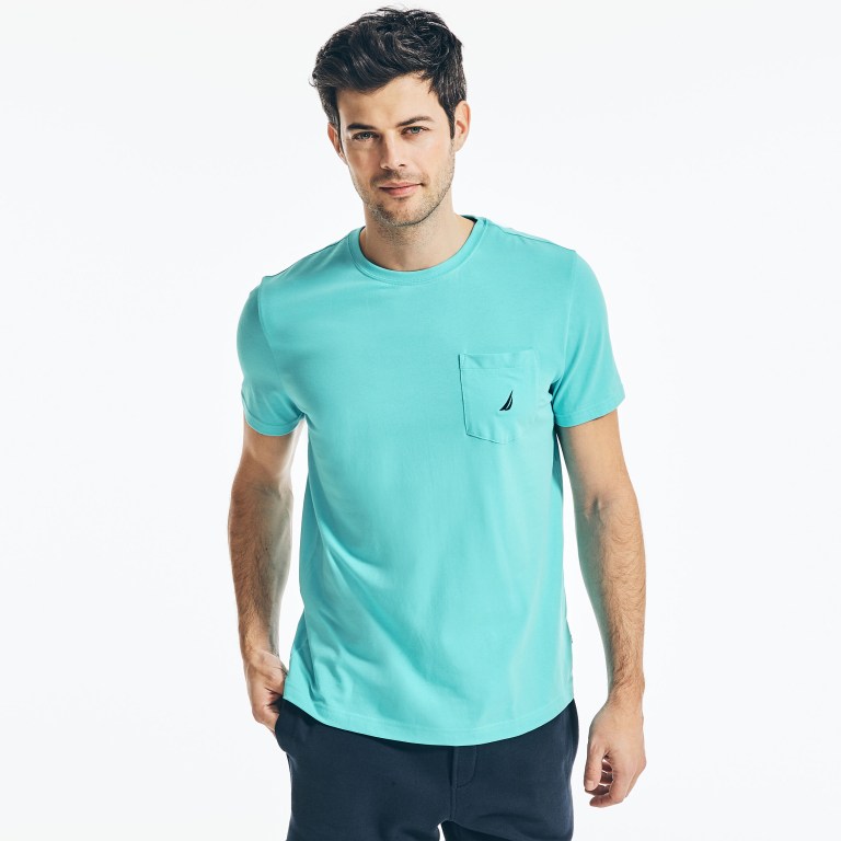 Nautica Klassieke Fit Pocket T-shirts Heren Blauw | Deqc0uO3