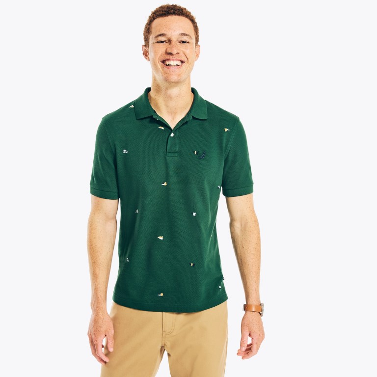 Nautica Klassieke Fit Printed Deck Poloshirt Heren Groen | 0bL18YMG