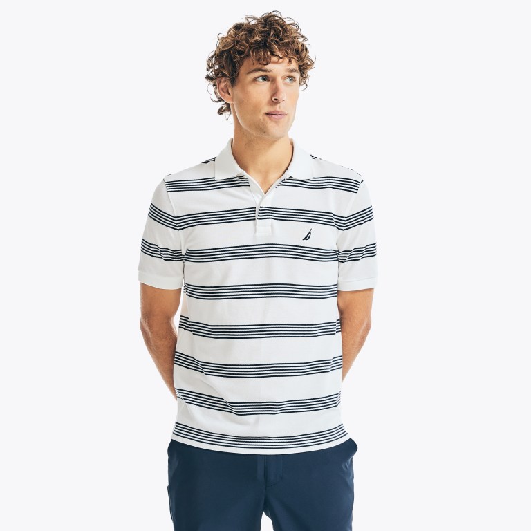 Nautica Klassieke Fit Striped Deck Poloshirt Heren Wit | tISPGEJj