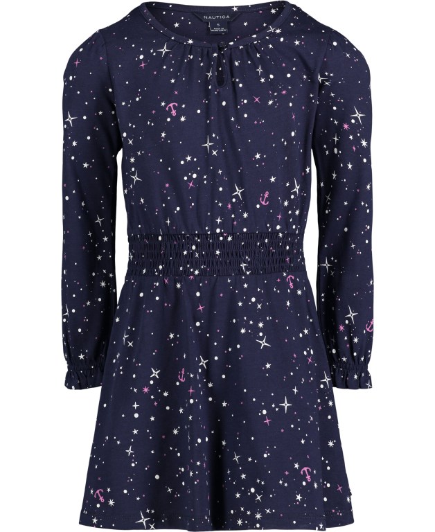 Nautica Little Galaxy Anchor Printed (4-7) Jurken Meisjes Donkerblauw | Xxm36luu