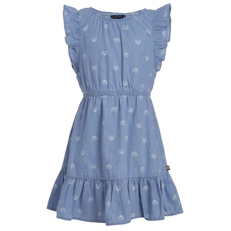 Nautica Little Heart Shell Lichtgewicht Denim (4-7) Jurken Meisjes Blauw | Q8usT0OF