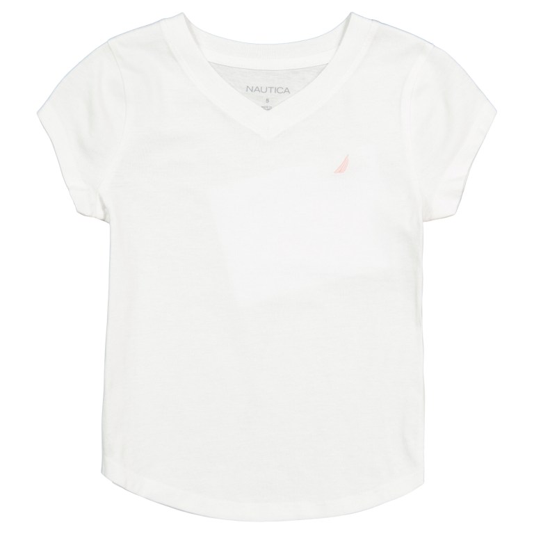 Nautica Little V-neck (4-7) T-shirts Meisjes Wit Lichtturkoois | cnqeRqrF