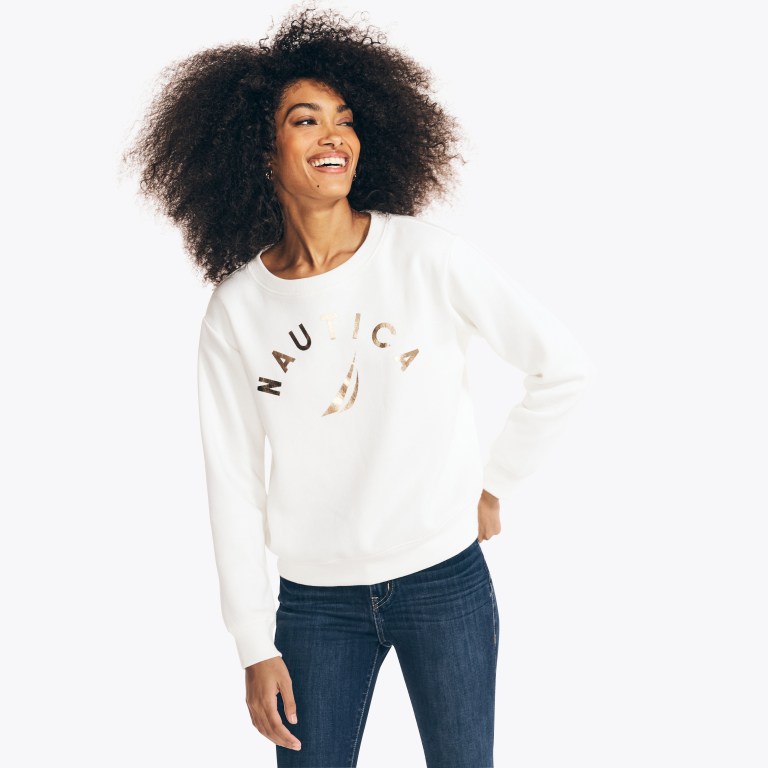 Nautica Logo Grafische Sweatshirts Dames Wit | NGPOtY4d