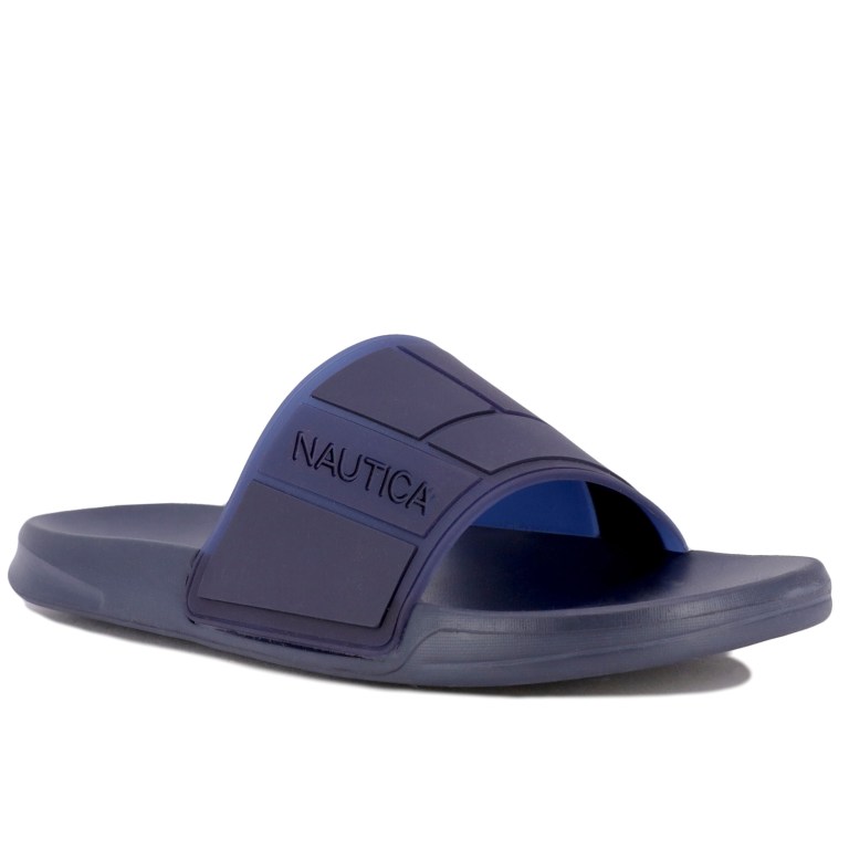 Nautica Logo-embossed Badslippers Heren Blauw | UARBnrsD