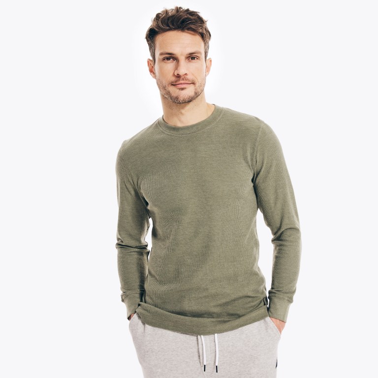 Nautica Long-sleeve Crewneck Thermal T-shirts Heren Groen | y2MHELrY