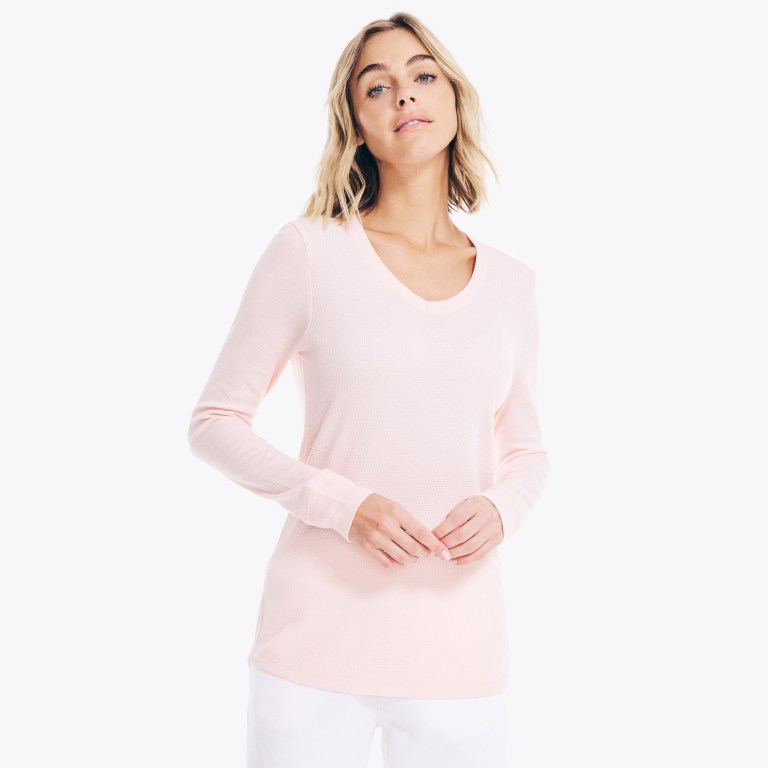 Nautica Long-sleeve V-neck Thermal Base Layer Dames Donkerblauw | b2ChxOrS