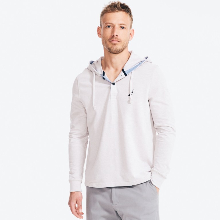 Nautica Met Capuchon Long-sleeve T-shirts Heren Grijs | pkwQhaQd