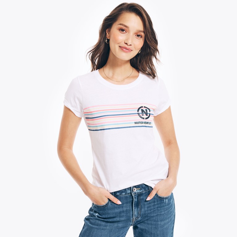 Nautica Nautica Co. Logo T-shirts Dames Wit | tLRoBUco