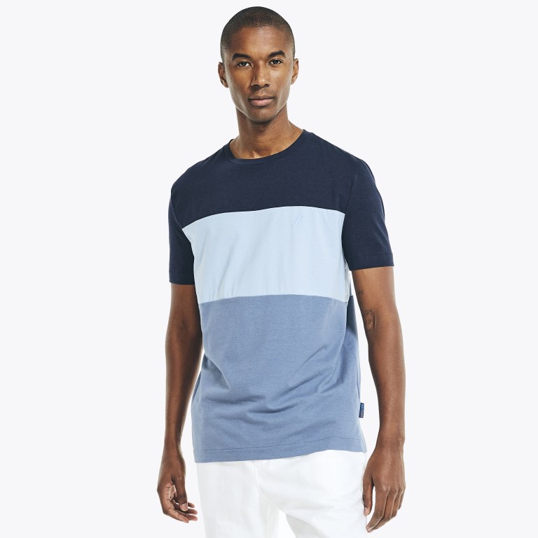 Nautica Navtech Colorblock T-shirts Heren Donkerblauw | YcKyFDue