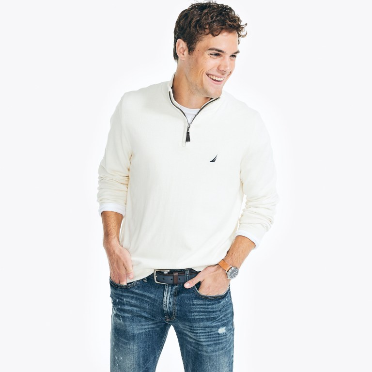 Nautica Navtech Quarter-zip Truien Heren Wit | 9BugJKbN