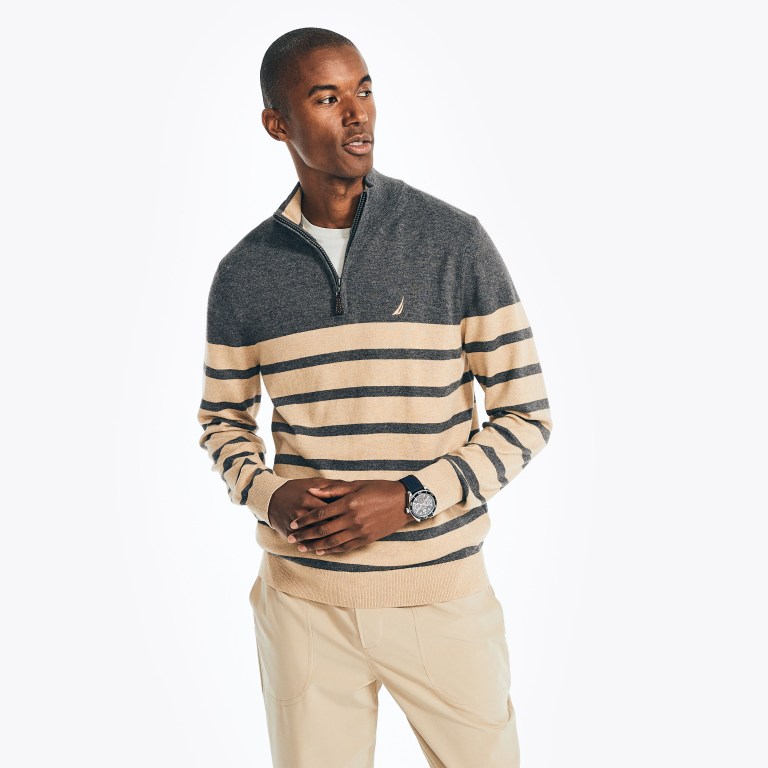 Nautica Navtech Striped Quarter-zip Truien Heren Gekleurd | 6DM5ifjs