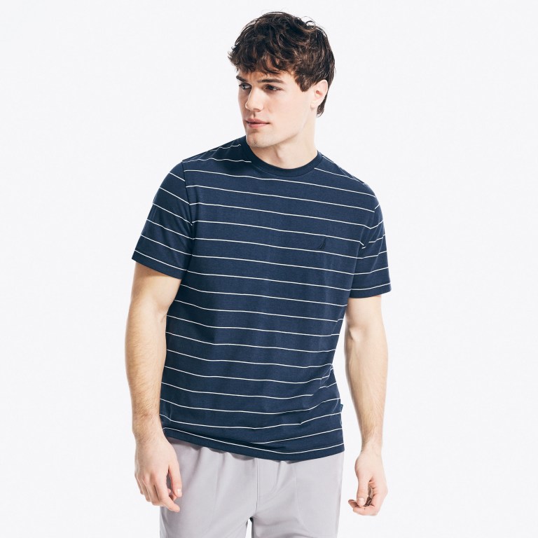 Nautica Navtech Striped T-shirts Heren Donkerblauw | 00SipcSt