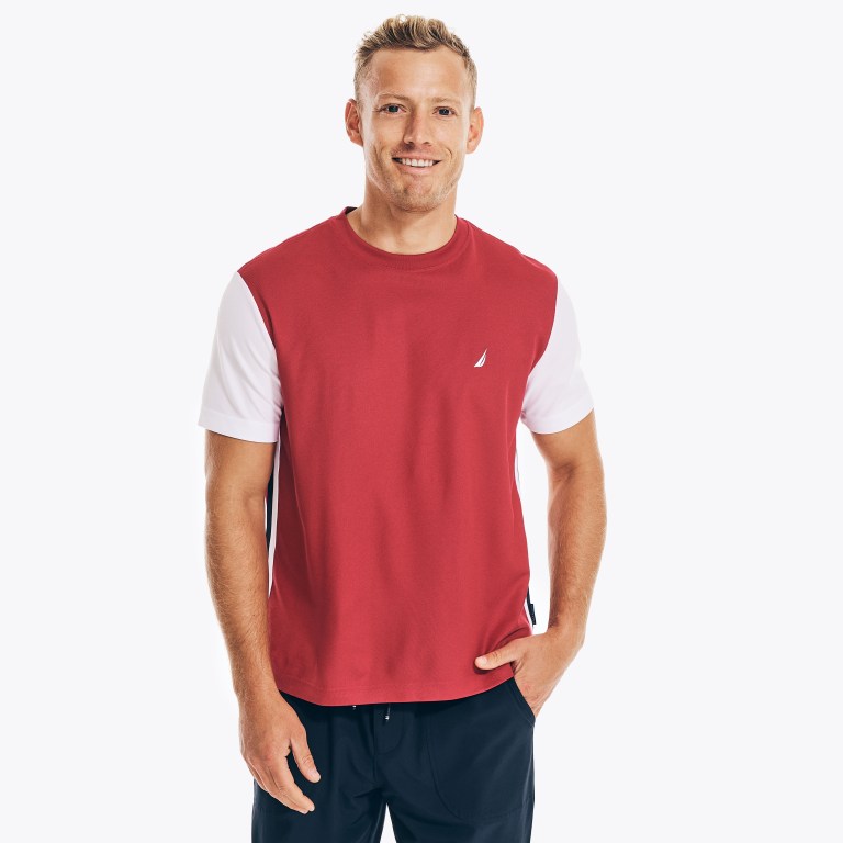 Nautica Navtech Sustainably Crafted Colorblock T-shirts Heren Lichtroze | JMoUWQe2