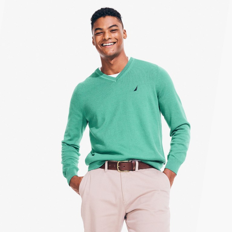 Nautica Navtech V-neck Truien Heren Groen | 8jbtXXrm