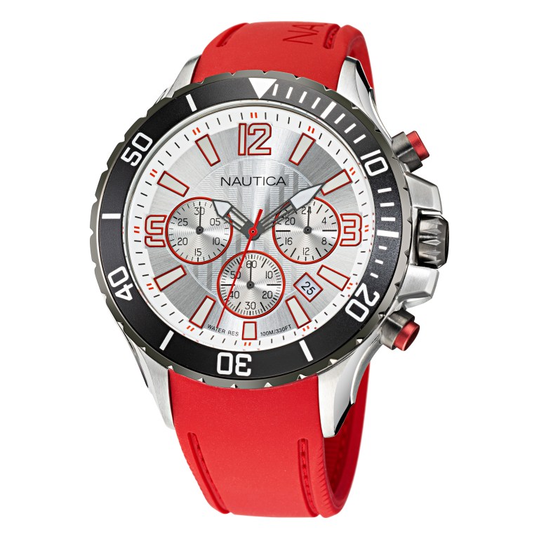 Nautica Nst Chronograaf Stainless Steel And Siliconen Horloge Heren Gekleurd | f0OH0Q6w