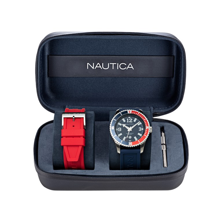 Nautica Pacific Beach Stainless Steel And Siliconen 3-hand Box Set Horloge Heren Gekleurd | Mfe7WvnZ