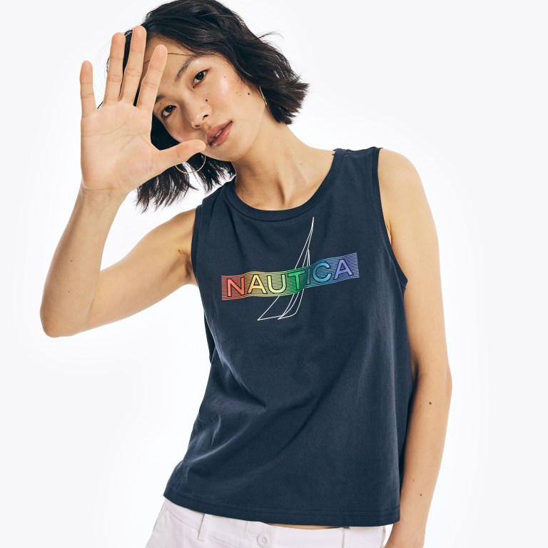 Nautica Pride Grafische Tank T-shirts Dames Blauw | V5T8YWf1