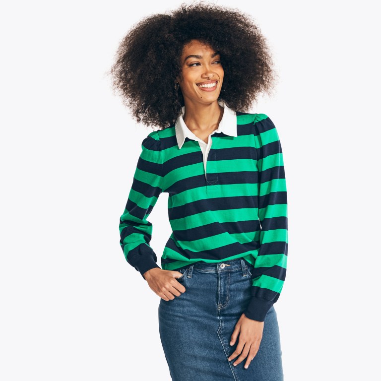 Nautica Puff-sleeve Rugby Topjes Dames Blauw | 41UeCDmC