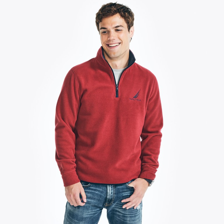 Nautica Quarter-zip Nautex Fleece Sweatshirts Heren Rood | DgU7JonC