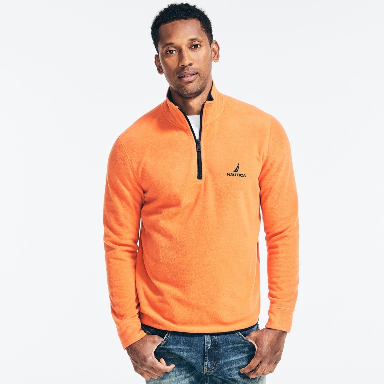 Nautica Quarter-zip Nautex Fleece Sweatshirts Heren Oranje | MCVqWFKU