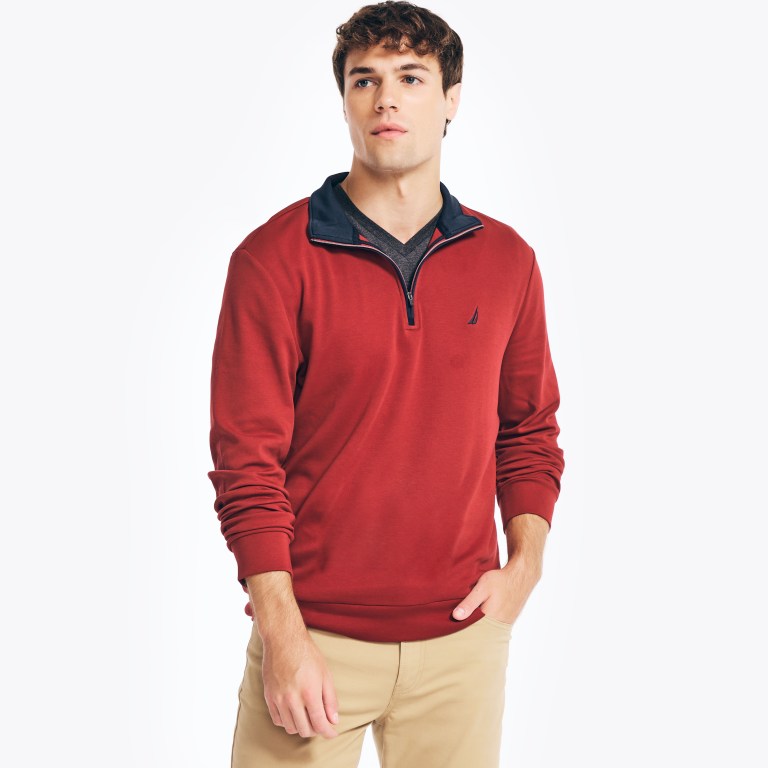 Nautica Quarter-zip Sweatshirts Heren Rood | 7q5YtV5z