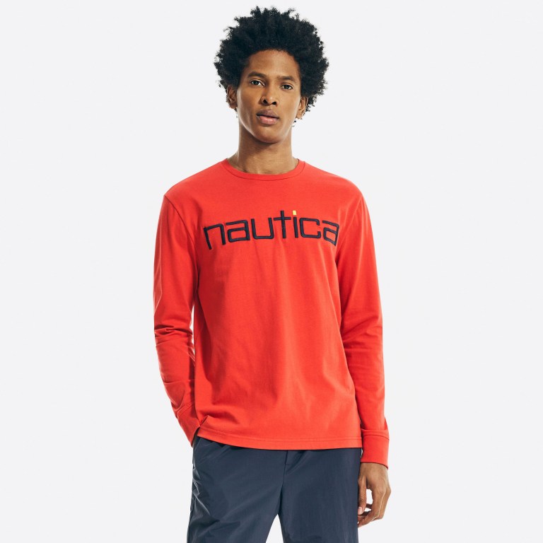 Nautica Reissue Sustainably Crafted Grafische Long-sleeve T-shirts Heren Koningsblauw Bordeaux | LirEqOyH